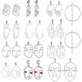 Hanpabum 13pairs Face Statement Earrings Hollow Face Hand Shaped Drop Dangle Earrings Set Platinum/Gold Plated Punk Style Jewelry