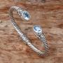 NOVICA Gold Accent .925 Sterling Silver Animal Themed Cuff Bracelets Dragonfly Den In Blue