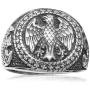 ABJFJE Mens Large Statement Eagle Ring Vintage Silver American Domineering Eagle Rings Retro Punk Biker Band Jewelry for Men Boy