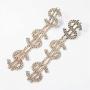Dollar Sign Money Symbol Crystal Drop Dangle Statement Earrings Bold Fashion Jewelry