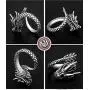 BYONDEVER Vintage Punk Silver Black Chinese Dragon Snake Dragon Claw Skull Rings Jewelry Gothic Alloy Open Adjustable BYONDEVER Vintage Punk Silver Black Chinese Dragon Snake Dragon Claw Skull Rings Jewelry Gothic Alloy Open Adjustable