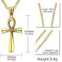 BEANS Stainless Steel Coptic Ankh Cross Religious Pendant Necklace for Men Women, 20-24 Chain