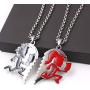 U/K 1 Pair Bling Music Band Stainless Steel ICP Crazy Clown Heart Couple Black Hatchet Man red Hatchet Women Pendant Necklace rolo Chain 4mm 24 inch