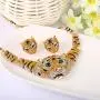 EVER FAITH Austrian Crystal Enamel Big Tiger Head Necklace Stud Earrings Set EVER FAITH Austrian Crystal Enamel Big Tiger Head Necklace Stud Earrings Set