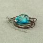 FM FM42 Natural White Pressed Dried Flower Glow in The Dark Blue Teardrop Pendant Necklace GN1225