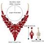 BriLove Womens Costume Fashion Crystal Multi Leaf Marquise Cluster Enamel Statement Necklace Dangle Earrings Set