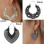 SERYNOW 8 Pairs Silver Black Bohemian Tribal Earring For Women Girls Sunflower Drop Dangle Earrings Black Heart Boho Vintage Earrings Mandala Flower Earrings