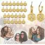 Women Girls Initial Earrings Sterling Silver Post 18K Gold Plated Open Huggie Hoop Earrings with Vintage Hexagon Embossed A-Z 26 Letters Drop Tiny Earrings, Name Style Jewelry,Christmas Gift for Lover