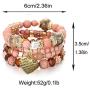 DINGFASHION Beaded Bracelets Stackable Bracelets Bohemian Stretch Strand Bangles 4 Strings Bracelet Set, Heart Charm Starfish Charm