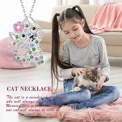 Bolelis Color Kitty Cat Necklace - 925 Sterling Silver Cute Cat Pendant Necklaces for Christmas Jewelry Gift for Little Girls Cat Lover Daughter