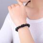 SX Commerce Natural Obsidian Stone Bead Bracelet Couple Men 10mm and Women 8mm Dragon and Phoenix Totem Jewelry