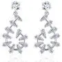 Friona Filigree Alloy 14K Rose-Gold-Silver-Plated-Brass Cubic Zirconia Question Mark Harf Circle Notes Shape Hook Gaff Drop Dangel Earrings Chury Size 1” Fashion Women Jewelry Gift Present…