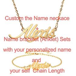 AIJIAO Unisex Personalized Nameplate Necklace Pendant My Name Custom Of Stainless Steel