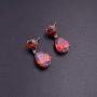 SELOVO Silver Tone Red Teardrop Cubic Zirconia Drop Earrings