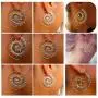 Gold Earrings,Vintage Bohemian Spiral Heart Alloy Dangle Charm Unique Jewelry