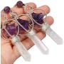 SUNYIK Natural Spinning Merkaba Star Chakra Pendant Necklace for Women Men, Hexagonal Prisms Stone Point Reiki Healing Crystal Magic Wand, 13.5''-14.5'' Strand