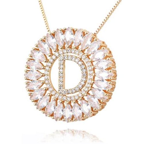 Name Alphabet Initial Letter Pendants Necklace Cubic Zirconia chokers chain Personalized Colar Jewelry for lady Women