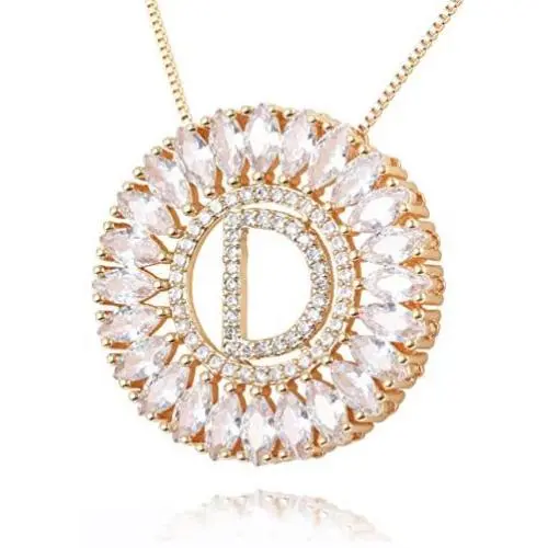 Name Alphabet Initial Letter Pendants Necklace Cubic Zirconia chokers chain Personalized Colar Jewelry for lady Women