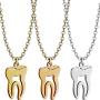 La Espoir Dentist Human Tooth Pendant Necklace Silver/Gold Plated Medical Jewelry Gift for Doctor/Nurse Stainless Steel