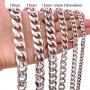 MUYING JEWELRY 8/10/12/15/17/19MM Cool Huge 316L Stainless Steel Silver Tone Cut Cuban Curb Link Chain Mens Boys Necklace Or Bracelet Bangle 7-40inch Choose