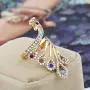 Womens Mens Ring Colorful Imitation Crystal Peacock Ring Tide Three-Dimensional Hollow Retro Index Finger Jewelry Wedding Party Ring Women