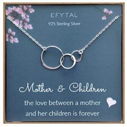 Mom 2 Children Necklace, Sterling Silver Three 3 Interlocking Infinity Circles, Mothers Day Jewelry Gift