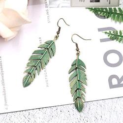 Handmade Boho Lightweight Statement Retro Leaf Plant Drop Earrings with Detailed Texture Pendant for Women Girls Best Holiday Gifts