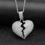 MOCA Broken Heart Chain Necklace & Pendant Iced Out Bling Zircon Hip hop Jewelry Silver MOCA Broken Heart Chain Necklace & Pendant Iced Out Bling Zircon Hip hop Jewelry Silver