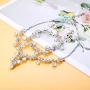 LOYALLOOK Bridal Jewelry Set Crystal Flower Leaf Necklace Earring Bracelet Jewelry Set Costume Jewelry for Women