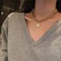 LILIE&WHITE Gold Coin Necklace for Women Fashion Curb Chain Necklaces Chunky Chain Choker Necklaces Jewelry Gift
