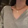 LILIE&WHITE Gold Coin Necklace for Women Fashion Curb Chain Necklaces Chunky Chain Choker Necklaces Jewelry Gift