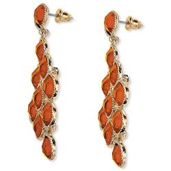 Goldtone Pear Cut Simulated Birthstone Chandelier Drop Earrings (57x25mm)