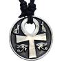Pagan Jewelry Ankh Cross of life Anubis Bastet Bast Eye of Ra Horus Egyptian Protection Amulet Men Women Coin Pendant Necklace Money Lucky Charm Safe Travel Talisman Medallion w Black Adjustable Cord