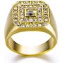 Ztuo Mens 18K Gold Plated Hip Hop Iced Out Cubic Zirconia Square Rings CZ Wedding Bands Size 8-13