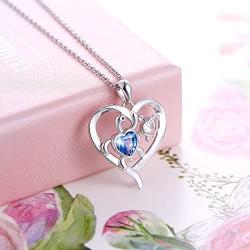 Sterling Silver Mom and Baby Turtle Necklace Stud Earrings Anklet Cubic Zirconia Heart Pendant Turtle Jewelry Set for Women