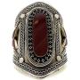 Duel On Jewel Tribal Afghan Baloch Oxidized Antique Finish Big Statement Engraved Metal Cuffs in Gypsy Stones