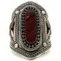 Duel On Jewel Tribal Afghan Baloch Oxidized Antique Finish Big Statement Engraved Metal Cuffs in Gypsy Stones