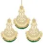 Aheli Indian Wedding Kundan Pearl Maang Tikka with Earring Set Bollywood Party Traditional Jewelry for Women Girls Aheli Indian Wedding Kundan Pearl Maang Tikka with Earring Set Bollywood Party Traditional Jewelry for Women Girls