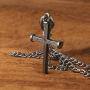 HZMAN Antique Nail Cross Stainless Steel Pendants Christian Necklace (Silver)