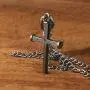 HZMAN Antique Nail Cross Stainless Steel Pendants Christian Necklace (Silver)