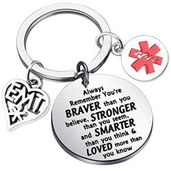 FUSTMW EMT Gift EMT Keychain Emergency Medical Technician Jewelry EMT Graduation Gifts You are Braver Stronger Smarter Than You Think Paramedic Inspiration Gifts