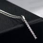 NEOGLORY Platinum Plated CZ Cubic Zirconia Bar Necklaces Stud Earrings Jewelry Sets for Sensitive Skin