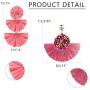 LOYALLOOK 2 Pairs Bohemian Tassel Drop Earring for Women Girls Handmade Bead Raffia Palm Tiered Long Dangle Statement Tassel Earrings