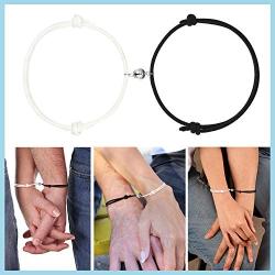 Magnetic Couples Bracelets Mutual Attraction Relationship Matching Friendship His Hers Rope Bracelet Set for Women Men Boyfriend Girlfriend Him Her BFF Best Friends