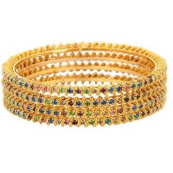 Efulgenz Indian Bollywood CZ Crystal Rhinestone Gold Plated Multicolor Wedding Bridal Bracelet Bangle Set Jewelry