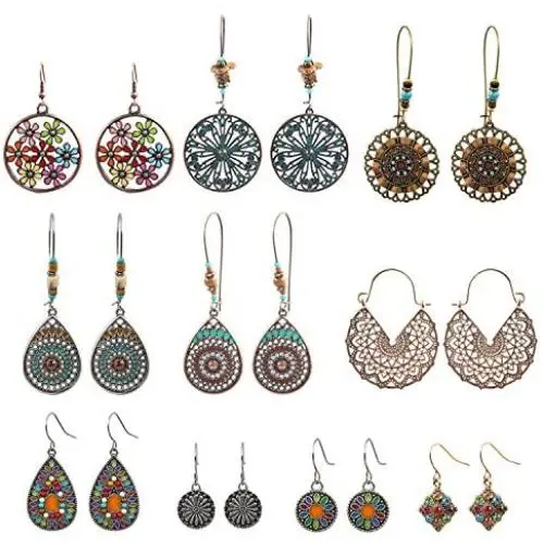 NEPAK 10 Pairs Vintage Bohemian Drop Dangle Earrings,Boho Dangle Earrings Jewelry Set Fashion Gifts for Women Girls NEPAK 10 Pairs Vintage Bohemian Drop Dangle Earrings,Boho Dangle Earrings Jewelry Set Fashion Gifts for Women Girls