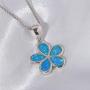 CiNily Opal Leaf/Flower Pendant Necklace for Women Silver Plated Jewelry Gift