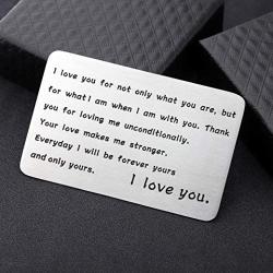 Gzrlyf Engraved Wallet Card Insert Metal Love Note Cards for Him Her I Love You for Not Only What You are