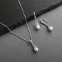 Mariell Wedding Necklace & Earrings CZ Jewelry Set with Dainty Freshwater Pearl for Bridesmaids & Brides