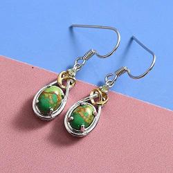 Shop LC Real 14K Yellow Gold Platinum Plated Green Western Turquoise Peridot Dangle Drop Earrings Mothers Day Gifts